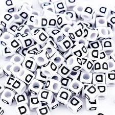 Sunrica 500Pcs Square White Letter Beads D 6X6mm Single Cube D, - D