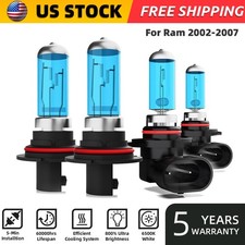 For Dodge Ram 2002-2007 Halogen Headlight Hilofog Light Bulbs Combo 6000k For Dodge Ram 2002-2007 Halogen Headlight Hilofog Light Bulbs Combo 6000k