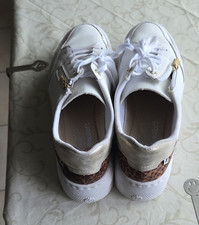 Rieker Sneaker Low Top weiß/braun mit Reißverschluss, Leopardenmuster EU 41