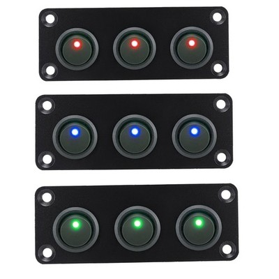 3Gang LED Schaltpanel Schalter Schalttafel 12V für Auto KFZ Boot RV LKW #