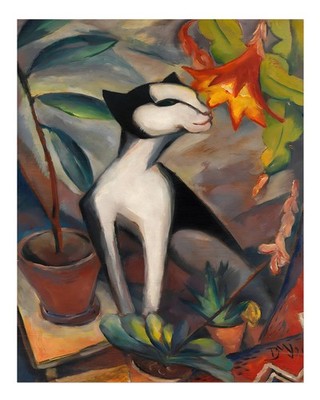 Charming Cat and Flower Wall Art Unique Home Decor Modern