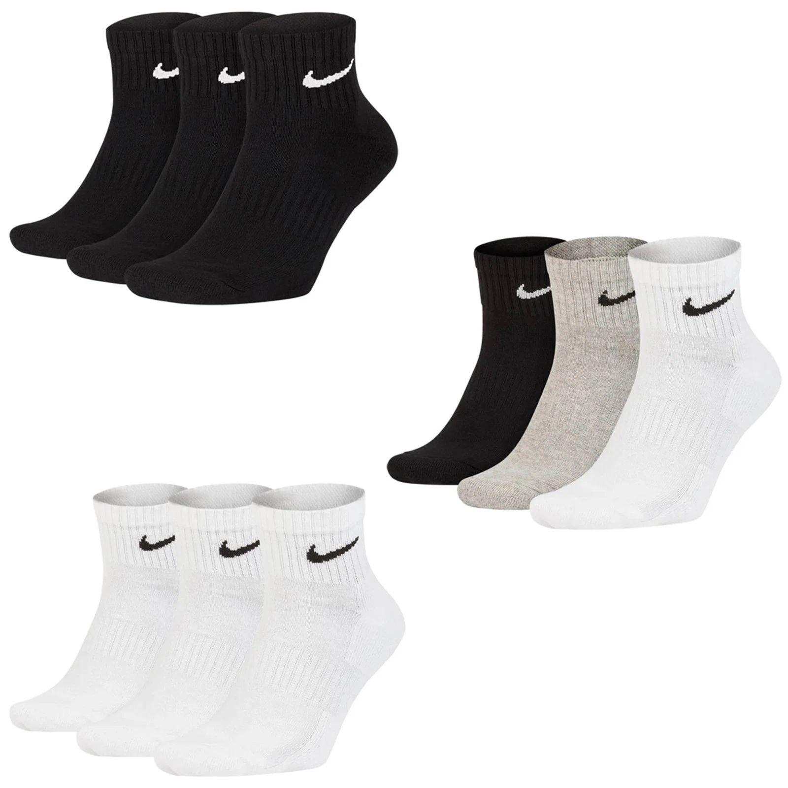 NIKE Unisex Sports Socks, Value Pack - Everyday, Cotton Cushioned Ankle, Plain...