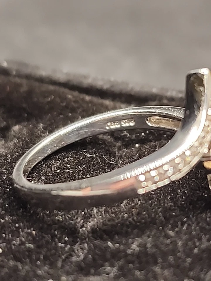 Anillo de derivación con detalles de espinela blanca y zafiro naranja creado en laboratorio talla 7 JTV JCH336 Foto 3 de 4