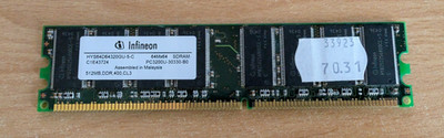 Infineon 512MB SDRAM PC3200 DDR400 CL3 Double Sided gebraucht, funktionsfähig