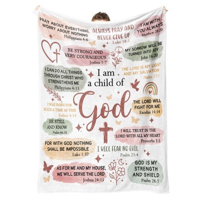 Christian Blanket Gifts Women I Am A Child Of God 80x60 Inch Baptism Decor