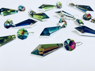 6 Stück Kristall Vitrail Torpedo Kronleuchter Glas Tropfen Licht Teile Hochzeit
