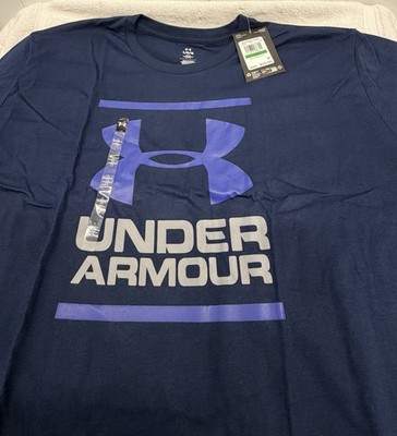 Under Armour Men s L Regular UA Logo Graphic Print Blue Cotton Knit Crewneck Tee