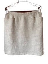 Talbots Womens 100 Irish Linen Beige Fully Lined Pencil Skirt Front Pockets 14P