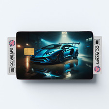 Royal Blue Lamborghini Credit Card Skin Vinyl Sticker Fits Debit Card