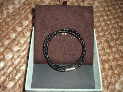 Tateossian Armband Leder Schwarz 40cm Silberverschluss Bracelet Leather Silver