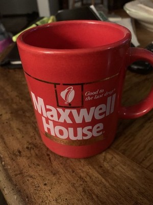Vintage Maxwell House Coffee Mug Red White Gold  Good to the Last Drop 