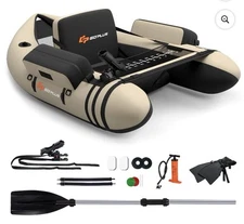 Goplus Outdoor Inflatable Fishing Boat Adjustable Backrest 350 LB Load