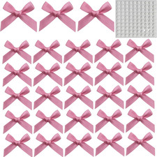 100pcs Mini Satin Bows for Crafts,4x4cm Dark Pink Small Bows with 100 Pcs Double