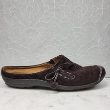 Vintage Naturalizer Natural Soul Fanner Suede Mules Womens 7 Brown Leather Bow