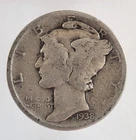 1938 P US. 90% Silver Mercury Dime - 10c -  Philadelphia Mint