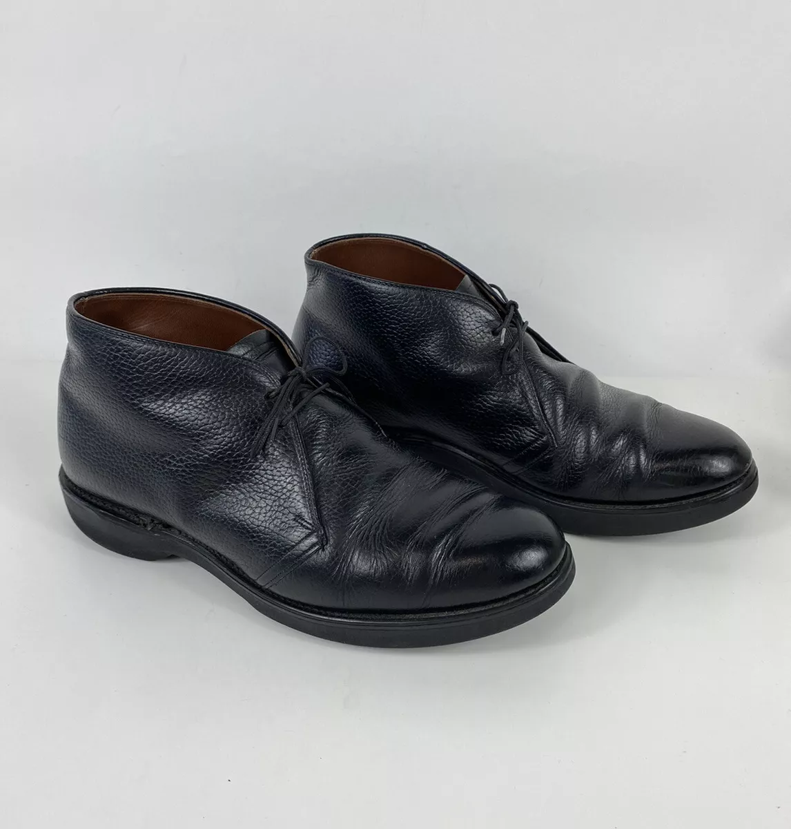 Mens black cheap leather chukka