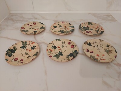 Set of 6 Vintage Plates Soviet Tableware Natural Bamboo Coasters for hot Dishes