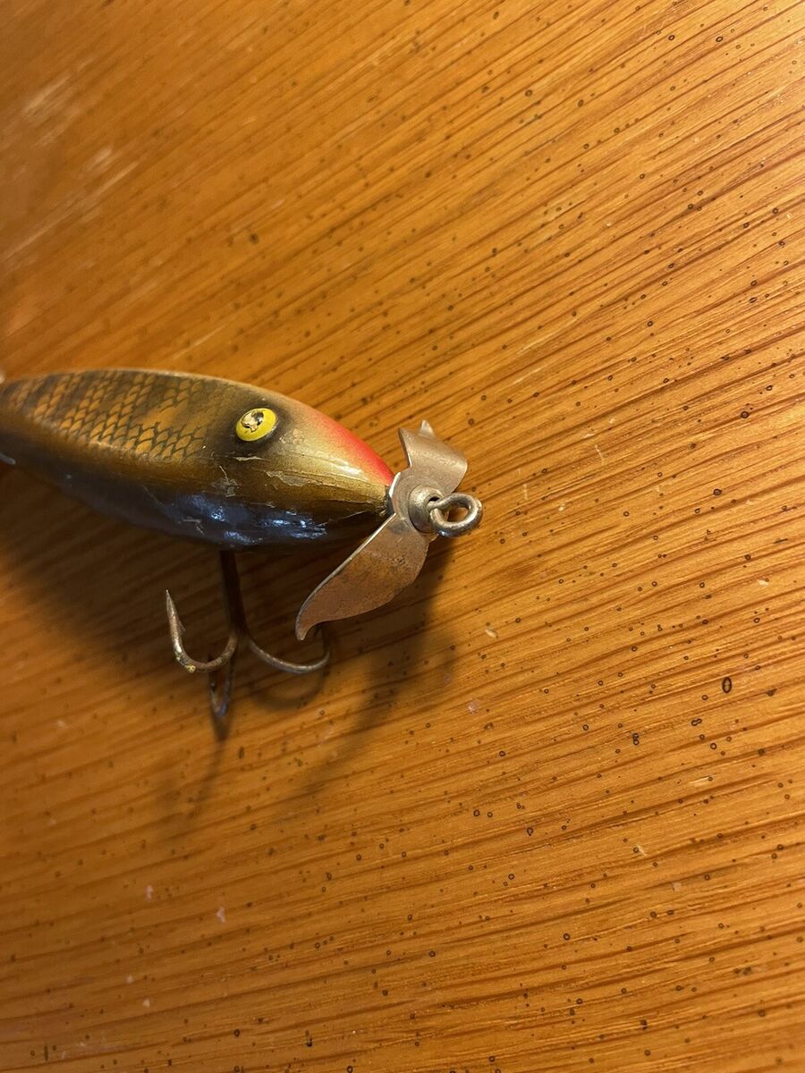 Heddon SOS Wooden Minnow Glass Eye Vintage Fishing Lure Heddon SOS Wooden Minnow Glass Eye Vintage Fishing Lure