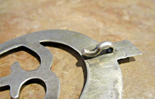 3" LARGE Vintage Navajo Sterling Silver SANDCAST NAJA Pendant - Picture 9 of 9