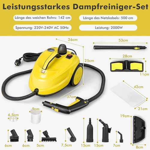 Dampfreiniger Reinigungsmaschine 2000W mit 13 Zubehör 1,8L Tank Dampfbesen - Bild 9 von 9