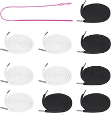 10 Drawstring Cords with Threaders for Hoodies, Pants, and Jackets (5 Black, 5 W