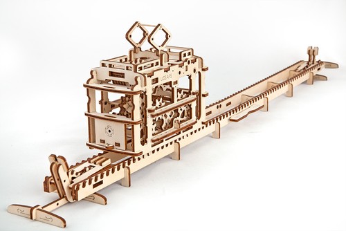 UGEARS TRAM ON RAILS 3D MECHANICAL WOODEN MODEL CRAFT BUILDING SET -refurbished - Picture 4 of 12