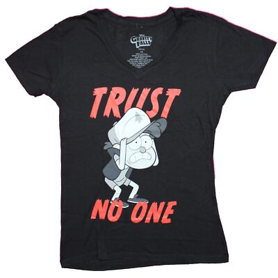 Gravity Falls Girls Juniors T-Shirt - Trust No One Dipper In Red Words Pic