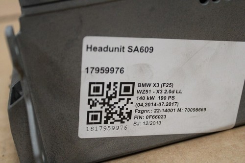 BMW X3 F25 F30 F31 GPS Unità SA609 Unità Principale Alto Nbt DAB Hu 9342839 01 - Foto 5 di 5