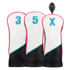 Majek Golf Pink Teal White and Black 3/5/X Fairway Metal Wood Head Cover Set