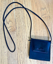 Ralph Lauren Small 4.5" Crossbody Wallet/Mini Bag Leather/Satin w X-Long Strap