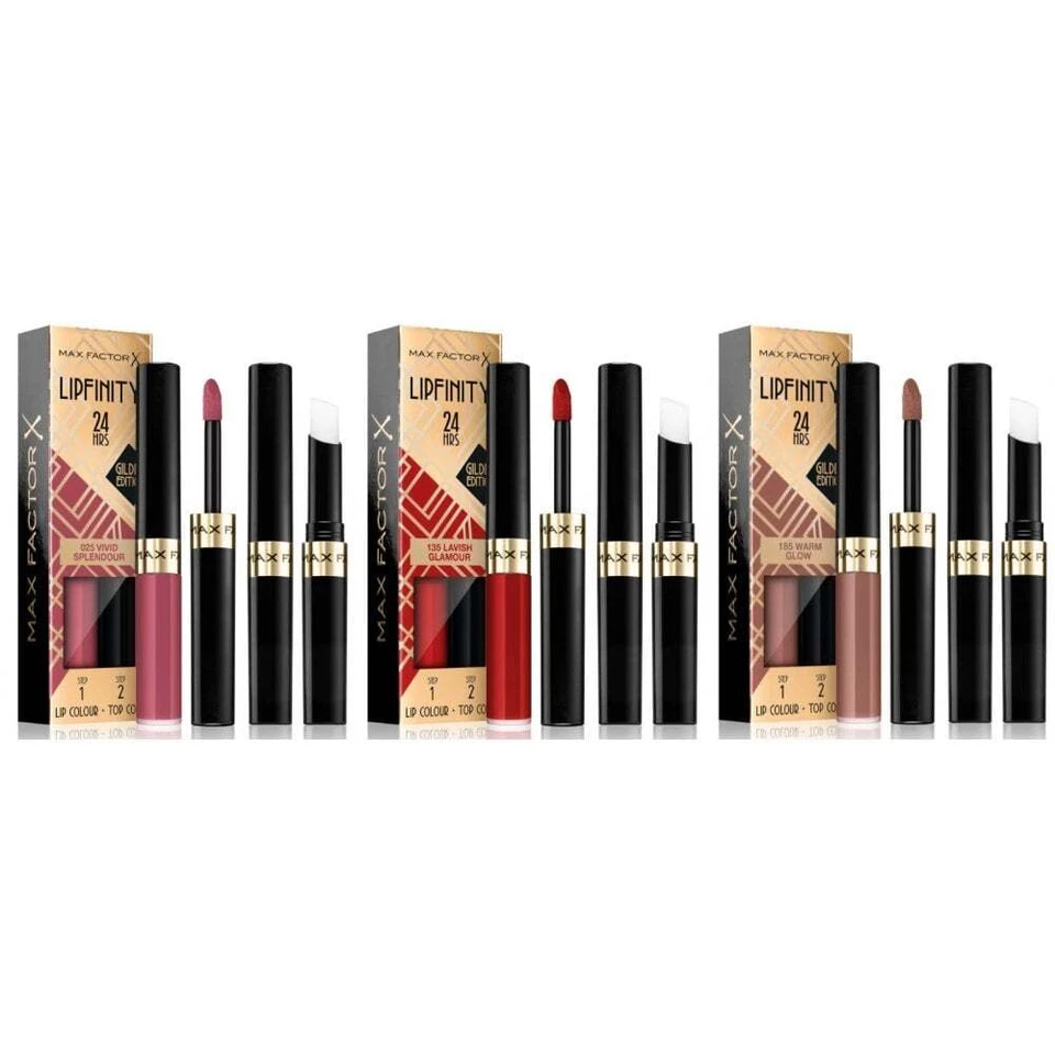 Max Factor Lipfinity Gilded Edition Lip Colour & Top Coat - Choose Your Shade