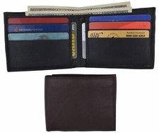 Bifold Lambskin Leather Outside ID Window Credit Card Holder Mens Slim Wallet