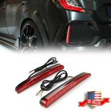 For 17-22 Honda Civic Hatchback LED Tail Brake Light Rear Bumper Reflector Lamps
