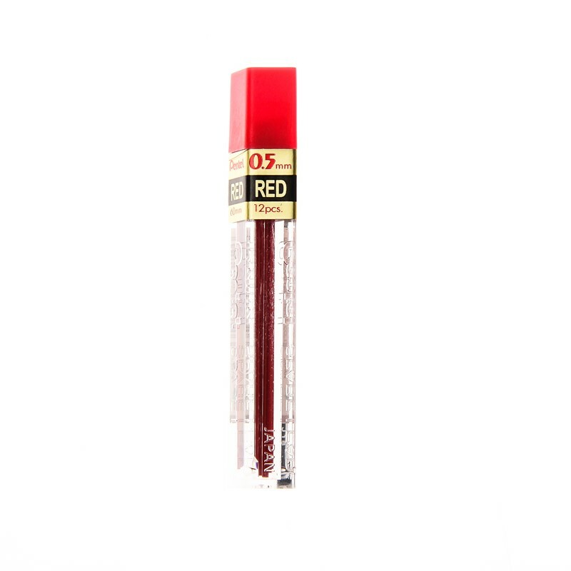 PPR-5 Pentel Pencil Lead Refill, 0.5mm Red Lead, 12 Leads/Tube, Pack of 1 Tube