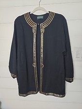 Vintage Knit Beaded Open Front Cardigan Gold And Black Harve Bernard 90s