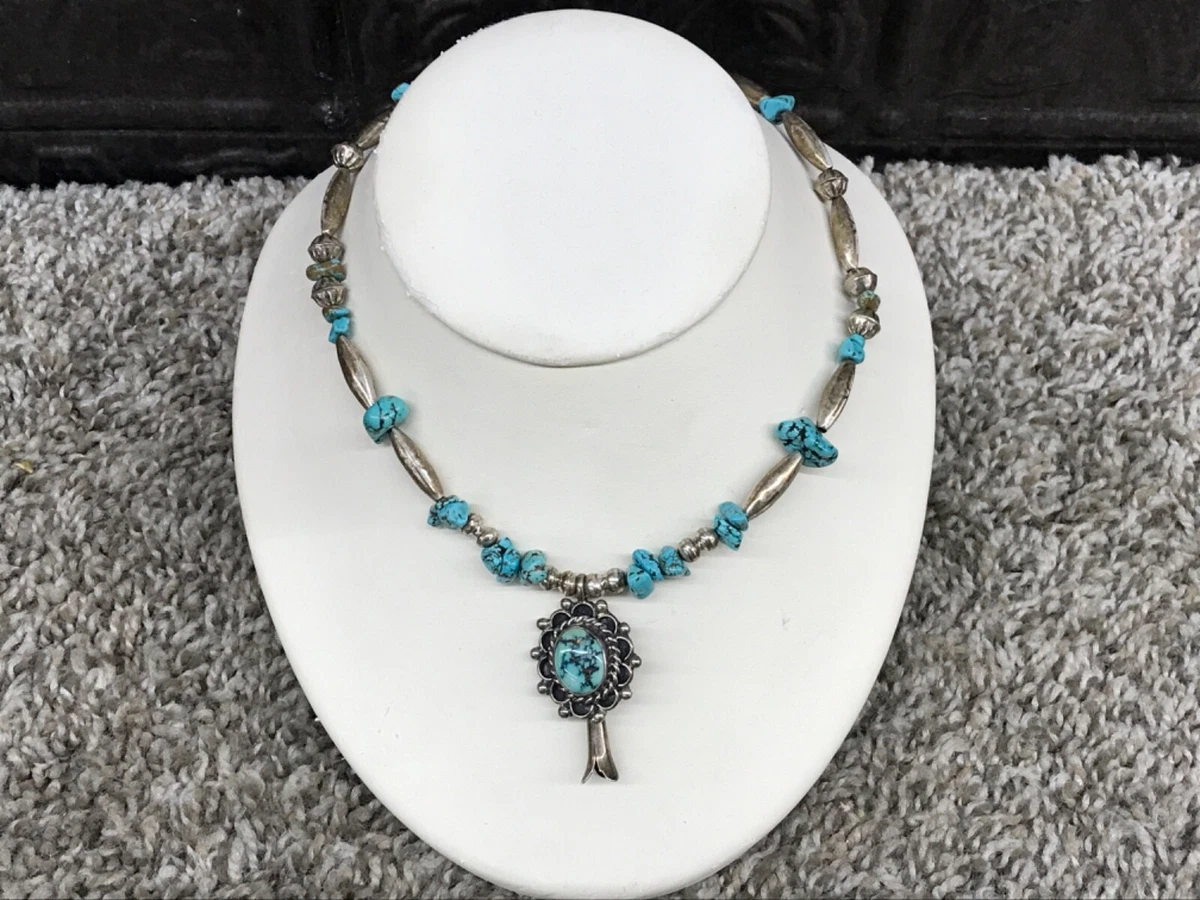 Native American Nickel Silver Turquoise Necklace eBay