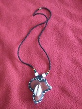 linike made in ghana hand made beads  leather necklace.Cowry pendant 