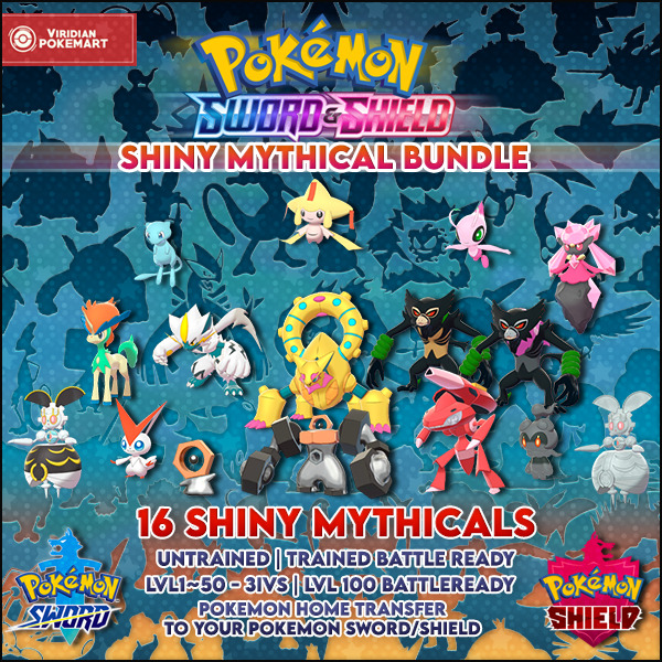 Shiny Mythical Bundle, Pokemon Sword & Shield, Legit, Ultra Shiny, 6IVS