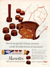 Vintage advertising print Candy MARS Caramel Chocolate Marsettes bite size 1958