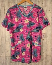Jurassic World Scrub Top LARGE Womens V Neck Medical Dental Veterinarian NEW