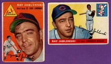 Ray Jablonski Cardinals / Redlegs 1954 #26 & 1955 #56 Topps Vintage Base Cards