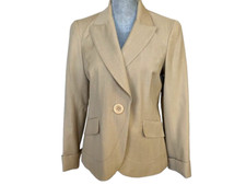 Lafayette 148 New York Peak Lapel Taupe Wool Blazer, 6, NWT 1,498