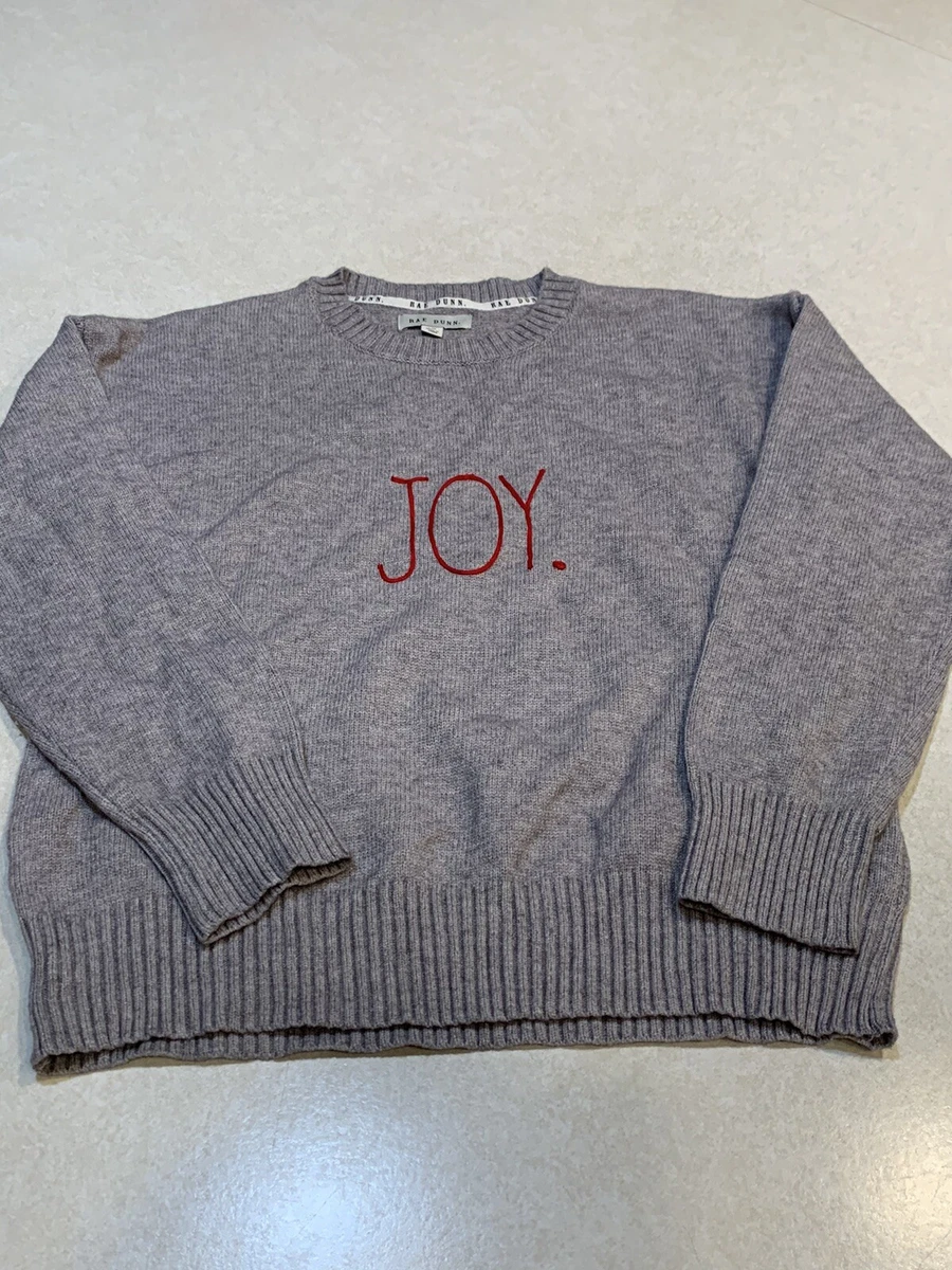 Rae Dunn JOY Sweater Gray Red Christmas Holiday Size Large New | eBay