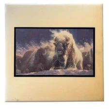 ART Co Majestic White Buffalo Ceramic Tile His Devine Presence Wall Decor 8x8