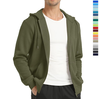 Men's Sweat Jacket Full Zip Hoodies Spring Casual Lightweight Warm Sweatshirts 