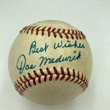 Beautiful Joe Medwick Single Signed Official National League Baseball PSA & JSA