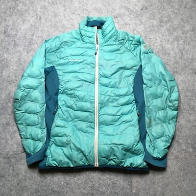 Mammut Down Jacket Womens Large L Teal Blue Puffer Full Zip