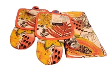 Mainstays Fruit Oven Mitt + Potholder and towel Set NEW" 5 piece set"