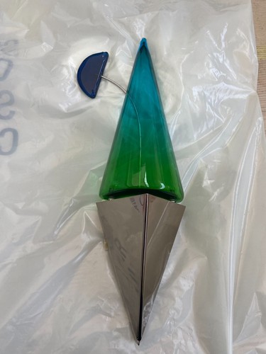 lampada parete acciaio e vetro di murano molto particolare. - Foto 8 di 9