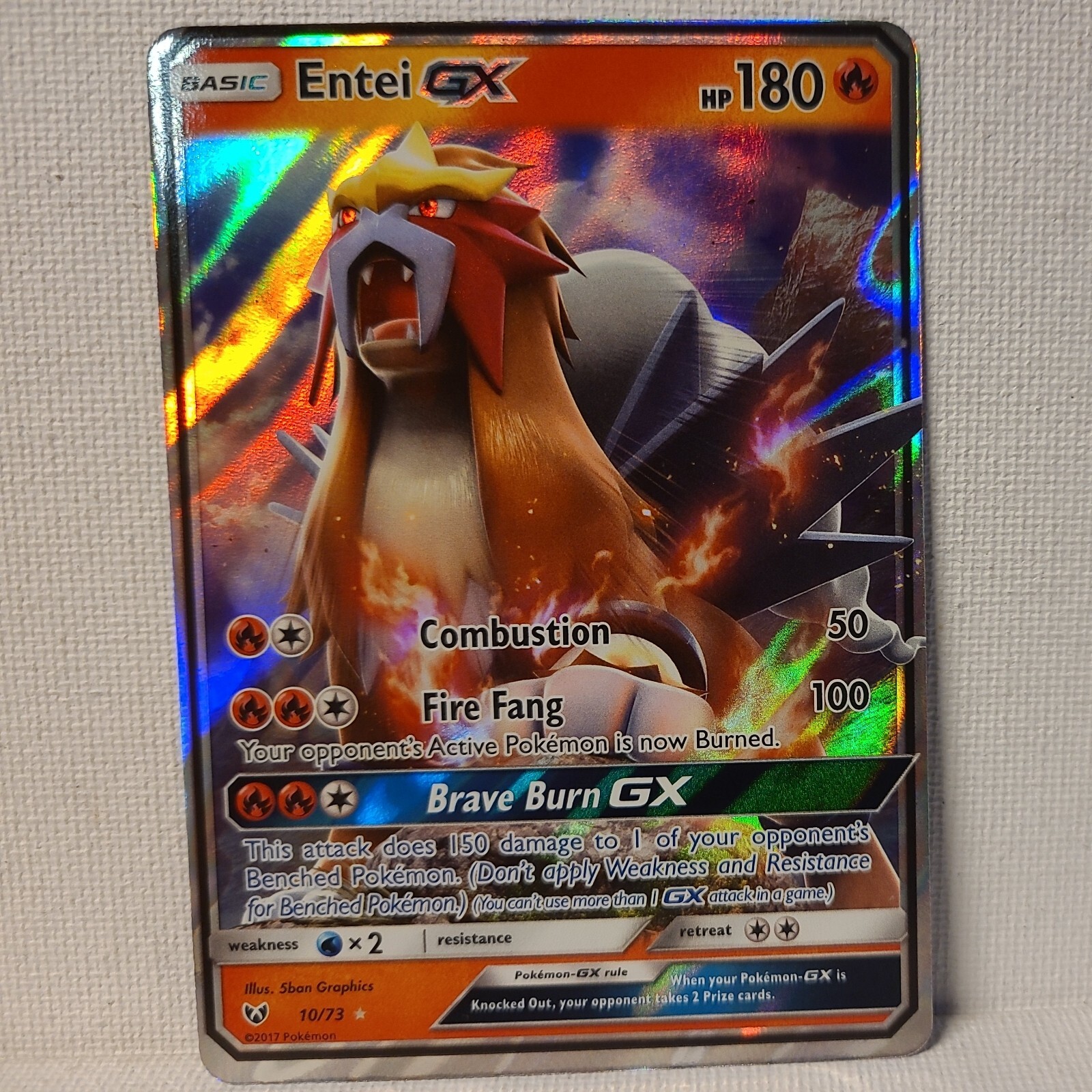 Entei GX ULTRA RARE 10/73 Pokemon SM Shining Legends NM Holo